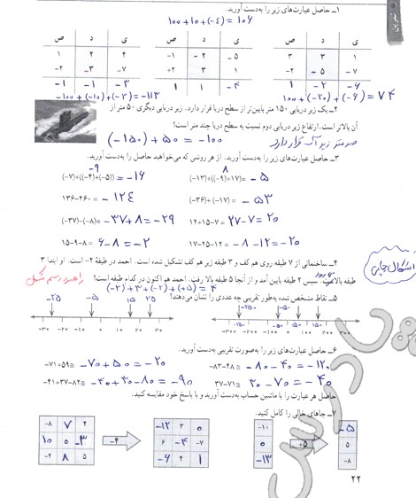 حل تمرین صفحه 22 ریاضی هفتم | پادرس