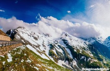 دانلود عکس منظره فوق العاده کوه های تقریبا پوشیده از برف