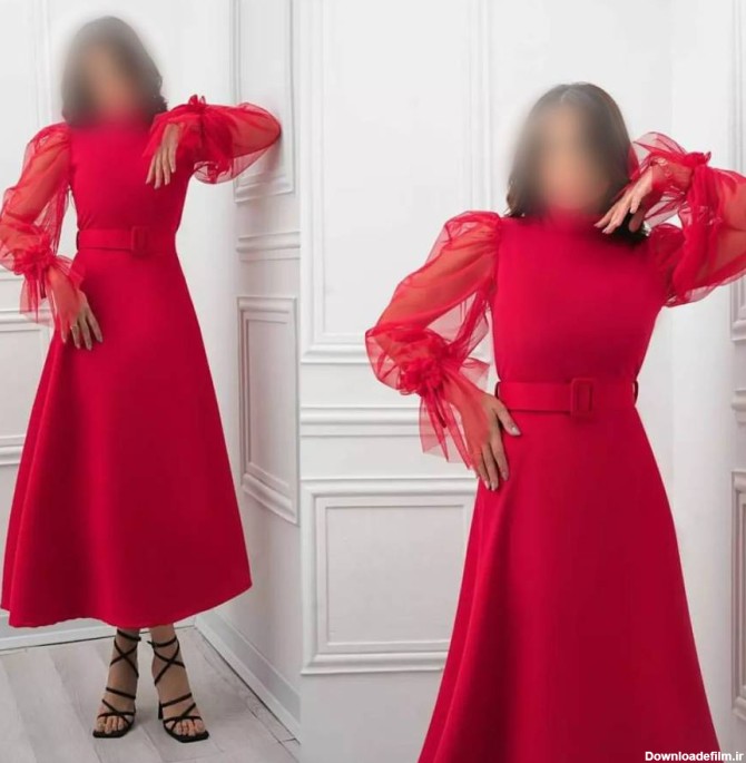 مجموعه لباس مجلسی قرمز رنگ مد امسال ترکیه 2023