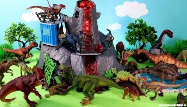 اسباب بازی پلی موبیل/بازی با حیوانات عروسکی/قسمت32/دایناسورها کنار آتشفشان