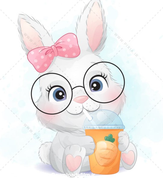 وکتور کارتونی خرگوش دوست داشتنی با عینک - وکتور لایه باز کارتونی خرگوش