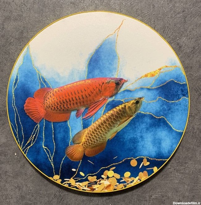 تابلو بوم فنگ شویی آیلاموند - طرح ماهی آروانای قرمز1