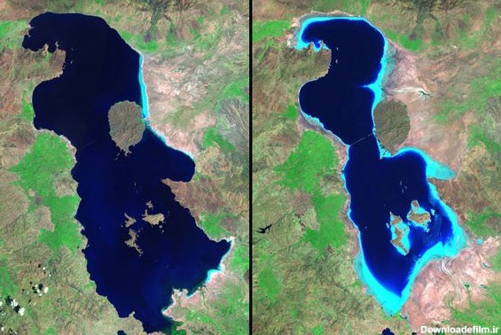 جدیدترین عکس ماهواره ای از دریاچه ارومیه (+تصاویر مقایسه ای)