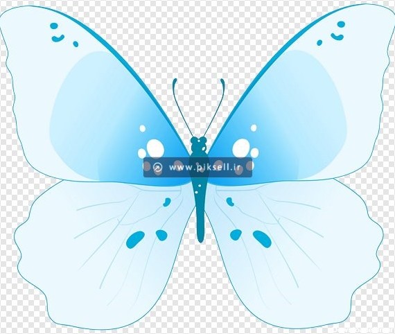 فایل png پروانه آبی بصورت کارتونی و ترانسپرنت