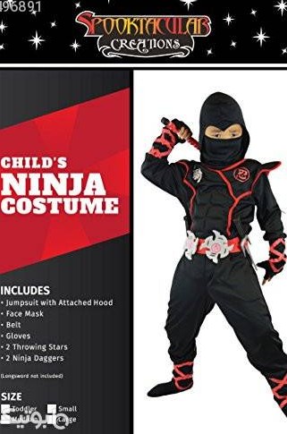 Spooktacular Creations Boys Ninja Deluxe Costume for Kids (S 5-7) مشکی لباس کودک پسرانه