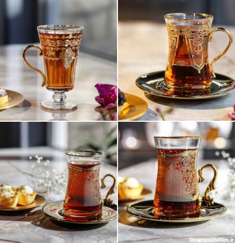 سرویس چایخوری طلاکاری ترکیه ای