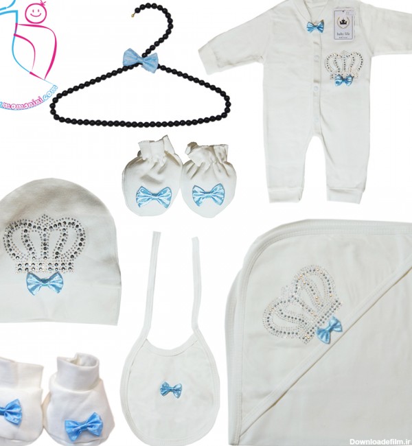 ست لباس نوزادی 7 تکه baby life مدل تاج | مامز نینی