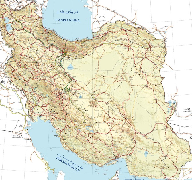 نقشه ایران 1402 + نقشه مرزها، راه ها و مسیر ریلی