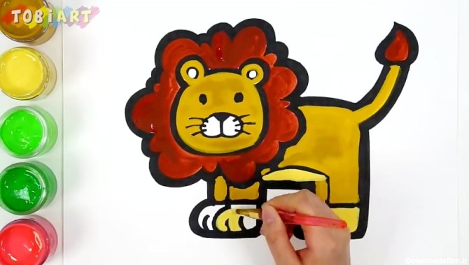 آموزش نقاشی به کودکان - شیر جنگل
