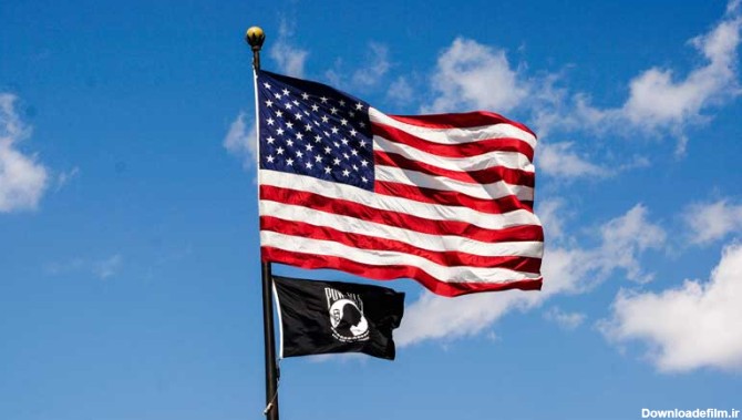 عکس پرچم کشور آمریکا روی میله