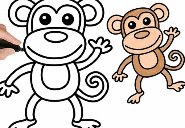 نقاشی میمون کودکانه با 2 آموزش ویدئویی