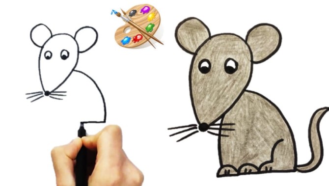 نقاشی ساده موش|نقاشی موش با مداد برای بچه ها|نقاشی اسان موش