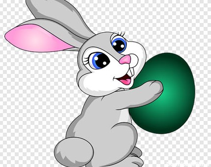 فایل png کاراکتر کارتونی خرگوش خاکستری و تخم مرغ