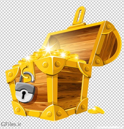 تصویر کارتونی صندوقچه گنج (صندوق طلا) با کیفیت بالا و فرمت png