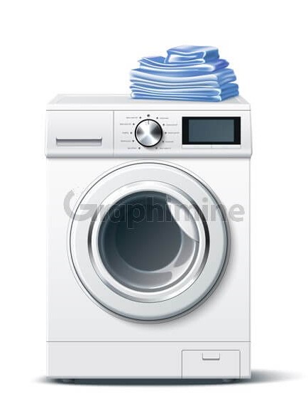 وکتور ماشین لباسشویی لباس تمیز | گرافی ماین - طرح لایه باز وکتور آبجکت