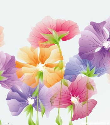 وکتور رایگان مجموعه گلهای زیبای فانتزی بصورت لایه باز (Bright with Flowers free vector)