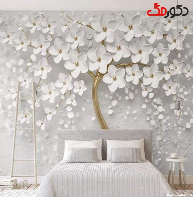 کاغذ دیواری سه بعدی با طرح گل و طبیعت