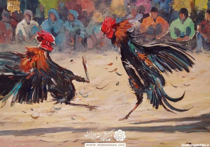 تابلو نقاشی خروس جنگی - نمایشگاه هنر ایران