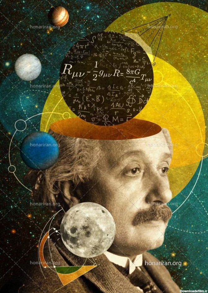عکس با کیفیت سیارات و مسئله های ریاضی در اظراف چهره آلبرت اینشتین ...