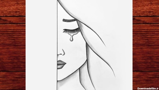 نقاشی دختر غمگین بسیار آسان - طراحی یک دختر گریان - چگونه یک دختر زیبا بکشیم