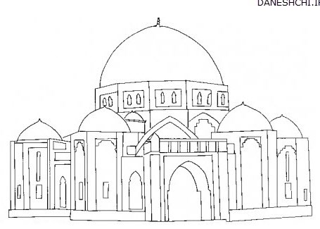 نقاشی مسجد و نماز برای رنگ آمیزی کودکان - دانشچی