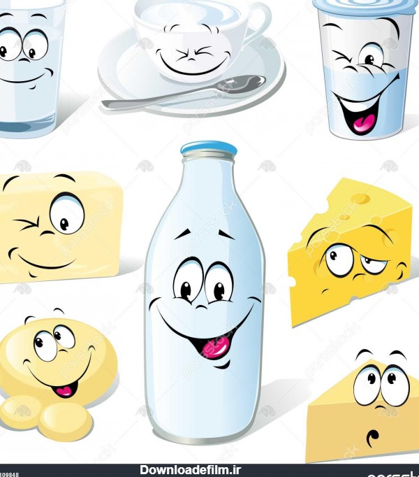 کارتون محصول لبنی - شیر، پنیر ، کره و ماست 1109848