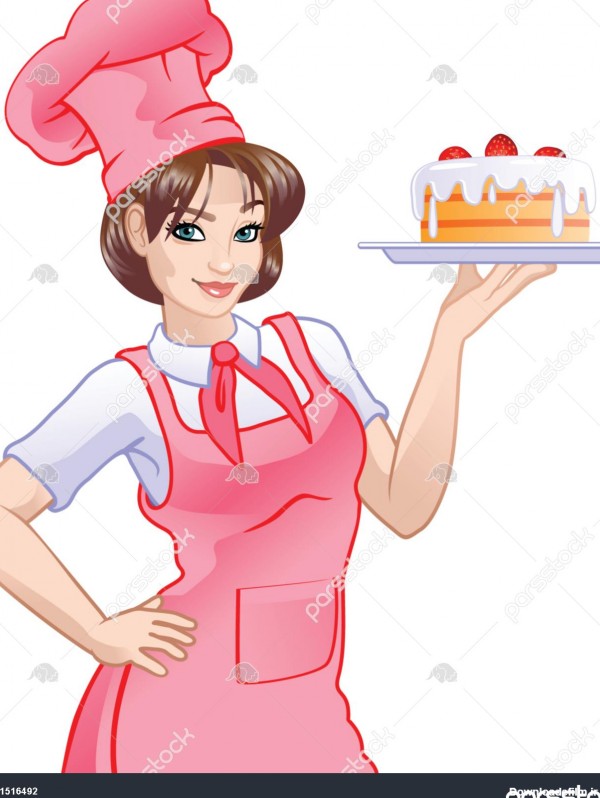 سرآشپز دخترانه به رنگ صورتی و کیک 1516492