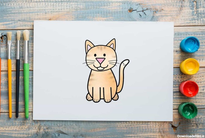 آموزش ویدئویی نقاشی ساده گربه کودکانه