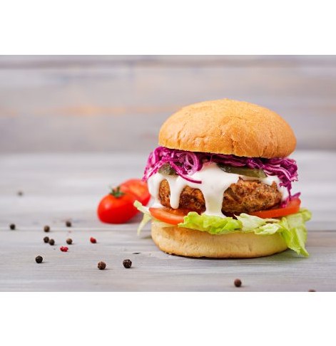 sandwich hamburger with juicy burgers tomato red cabbage 1 عکس با کیفیت گوشی موبایل با صفحه سفید