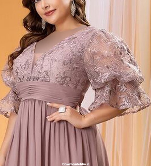 مدل لباس مجلسی گیپور و مخمل برای افراد چاق و شکم دار
