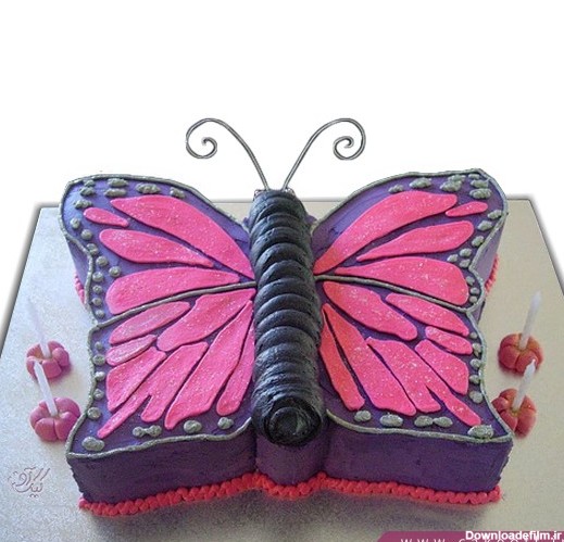 کیک تولد دخترانه - کیک تولد شاپرک | کیک آف