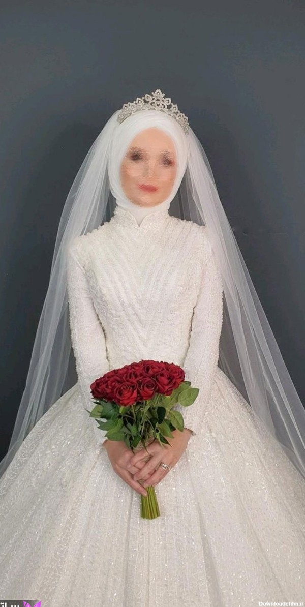 لباس عروس با حجاب با تاج
