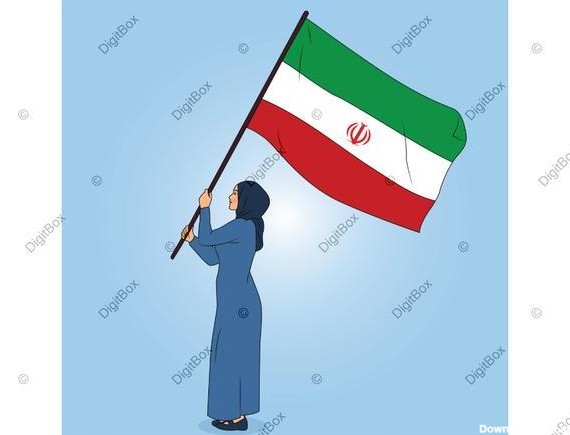 وکتور دختر ایرانی با پرچم ایران - دیجیت باکس - DigitBox
