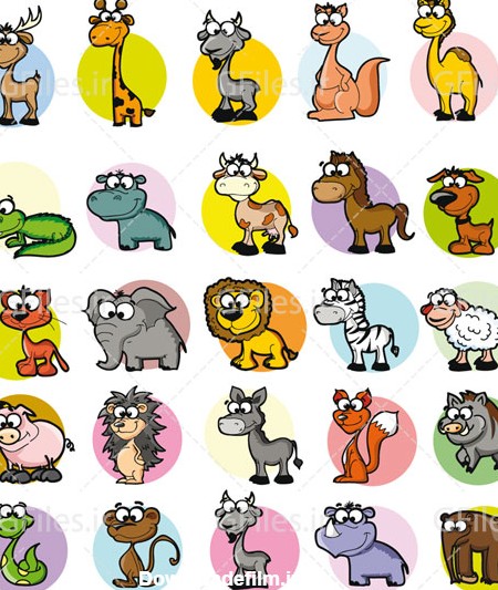 دانلود وکتور لایه باز مجموعه متنوعی از حیوانات کارتونی با پسوند ai
