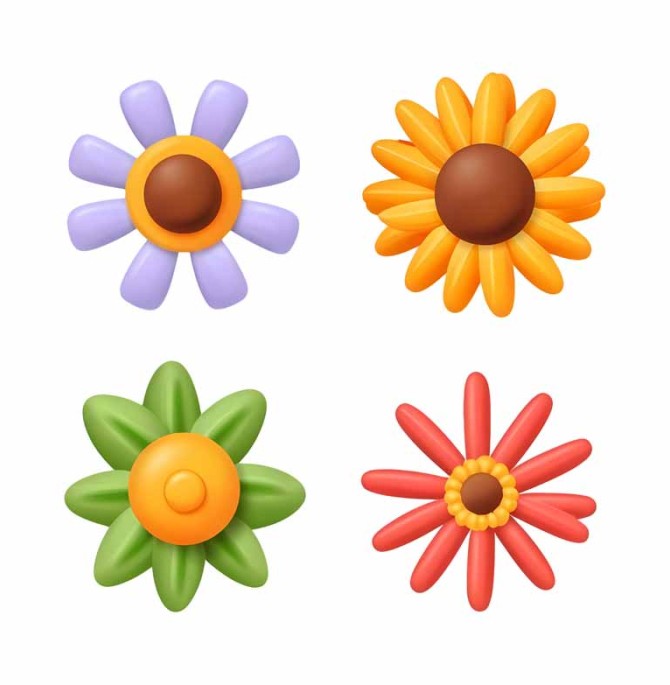دانلود طرح چهار رنگ گل مصنوعی