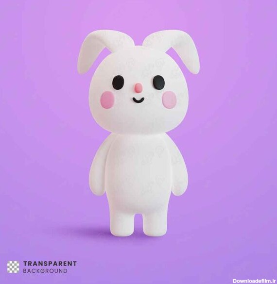 مدل 3 بعدی خرگوش کارتونی بامزه سفید (PSD)