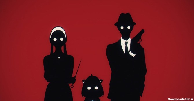 آنیا، گرگ و میش و یور به شکل سایه با پس زمینه قرمز-انیمه خانواده جاسوس