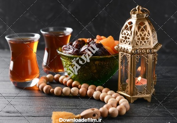 عکس مفهوم چای و خرما رمضان کریم