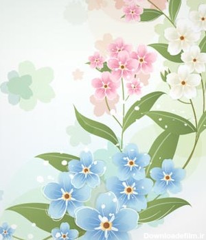 دانلود فایل وکتور گل های مینیاتوری فانتزی رنگی