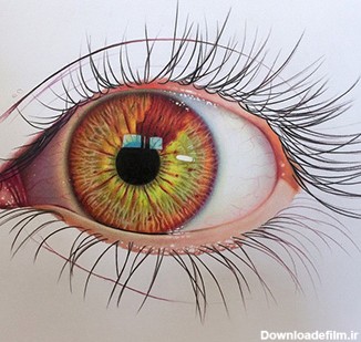 نقاشی چشم - مداد رنگی