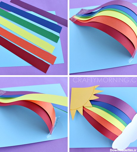 کاردستی کودک - ساخت رنگین کمان با مقوا و کاغذ رنگی
