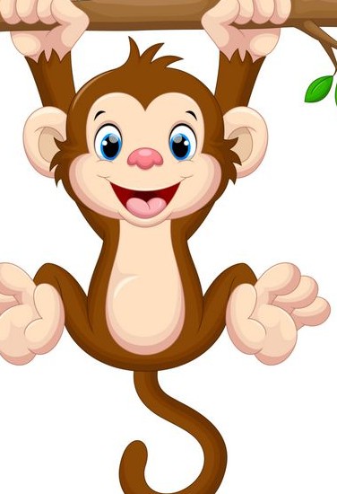 میمون کودک ناز که روی درخت آویزان است 1484685