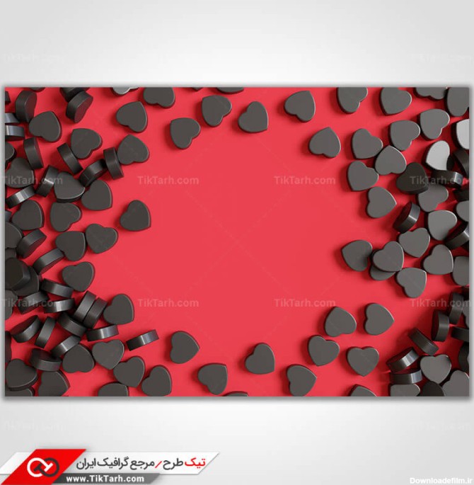 تصویر گرافیکی قلب های مشکی با زمینه قرمز | تیک طرح مرجع گرافیک ایران