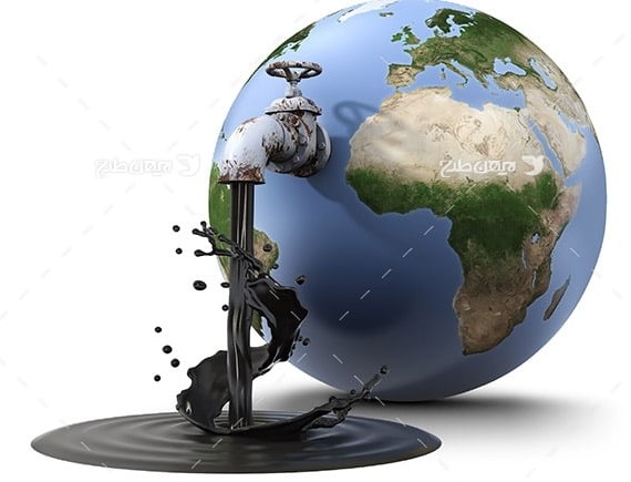 تصویر صنعتی از کره زمین و شیر نفت