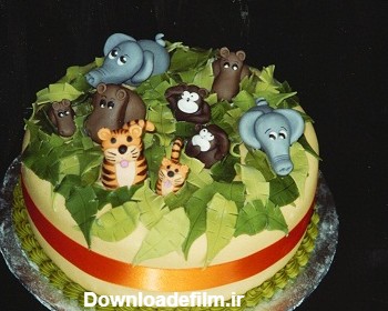 تزئین کیک تولد - مدل کیک تولد - کیک تولد به شکل حیوانات - تزیین کیک با حیوانات خمیری