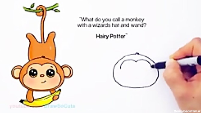 نقاشی میمون کودکانه آسان