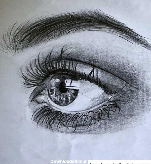 عکس نقاشی دختر چشم ❤️ [ بهترین تصاویر ]