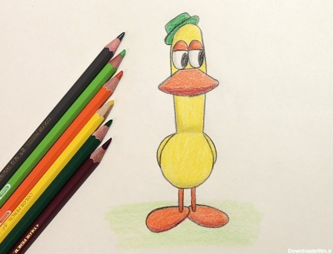 آموزش نقاشی کودکان اردک ، آموزش نقاشی اردک کارتونی