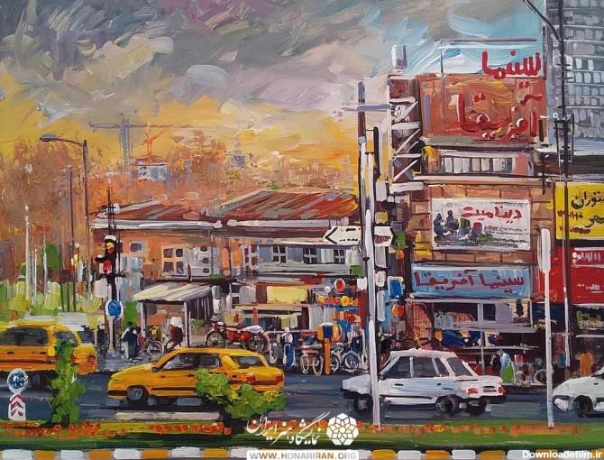 تابلو نقاشی شهر شلوغ - نمایشگاه هنر ایران