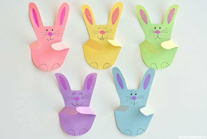 ساخت کاردستی خرگوش با دست با آموزش تصویری - کاغذ رنگی